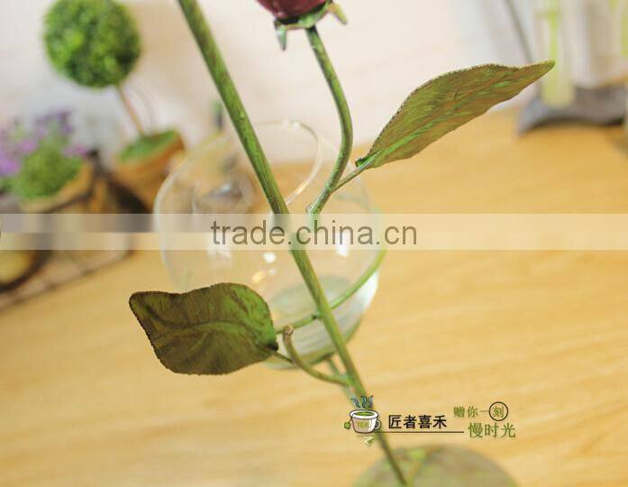 New 2015 wrought metal candle holder wedding candelabra home decoration candle Christmas decoration roses model