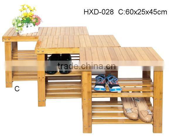 2-tier Shoe Bench Boot Organizing Rack Entryway Storage Shelf 100% Bamboo