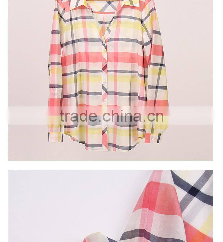 yarn dye women blouse,cotton/silk blouse, summer blouse,women tops