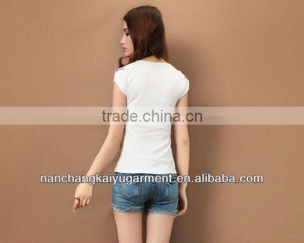 2013 latest design ladies embroided t shirt