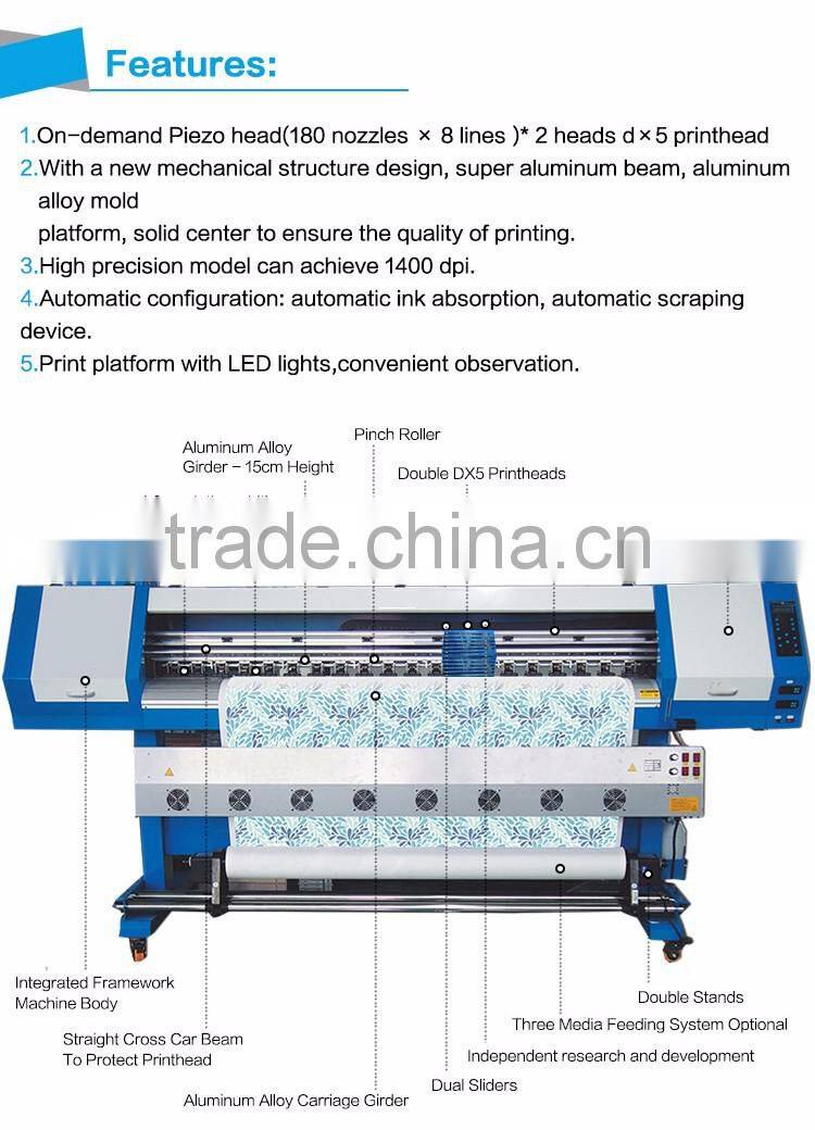 China factory competitive price large format dx5 print head eco-solvent inkjet sublimation printer