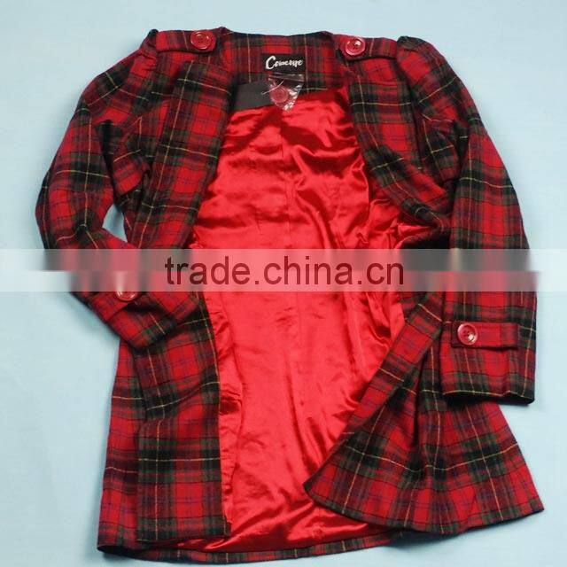 Stock Womens Tweed Blazer Wool Jacket Woollen Coat Six Color Patterns