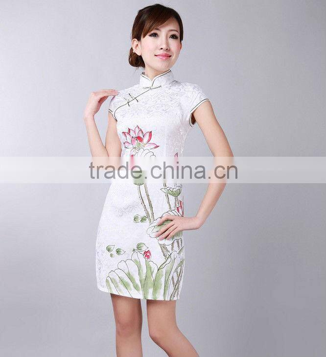 China manufacturers wholesale sleeveless satin cheongsam