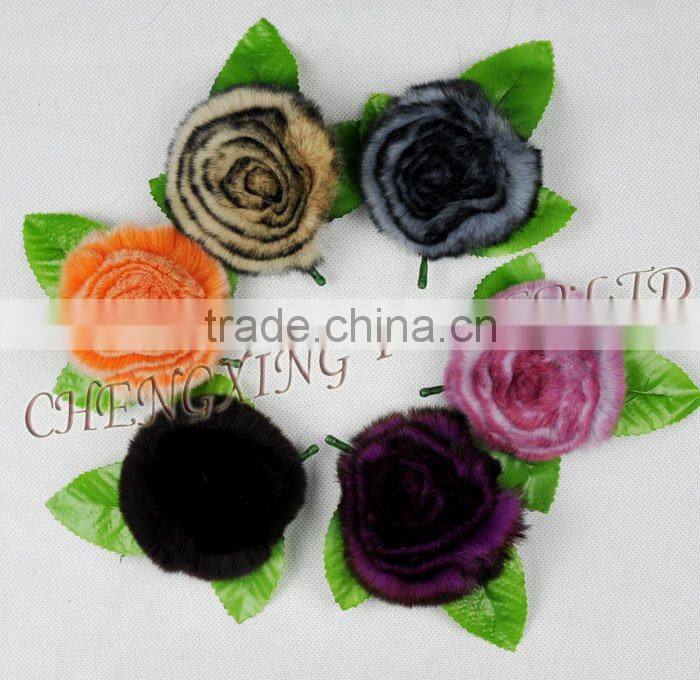 CX-A-33A Wholesale Genuine Rex Rabbit Fur Fashion Brooch