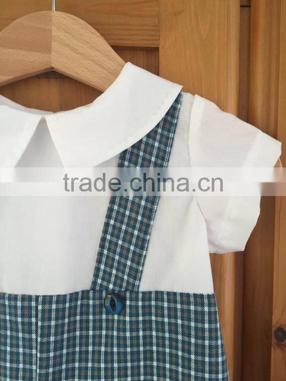 2017 new fashion plaid baby boy onesie clothes 100% cotton kids rompers and playsuit