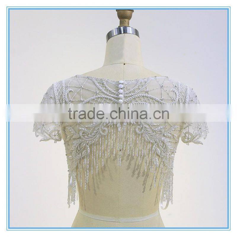 Lady short elegant style wedding embroidery beading top