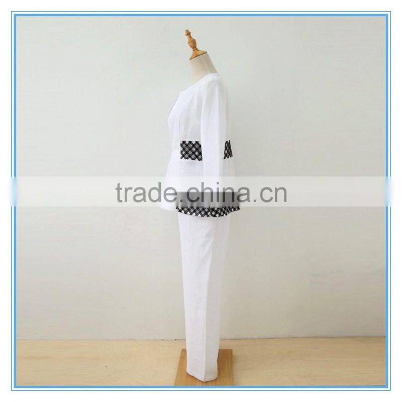 Wholesale Linen Suits 3 Pieces Pants Suits Woman Church Suits With Embroidery Cutwork Design