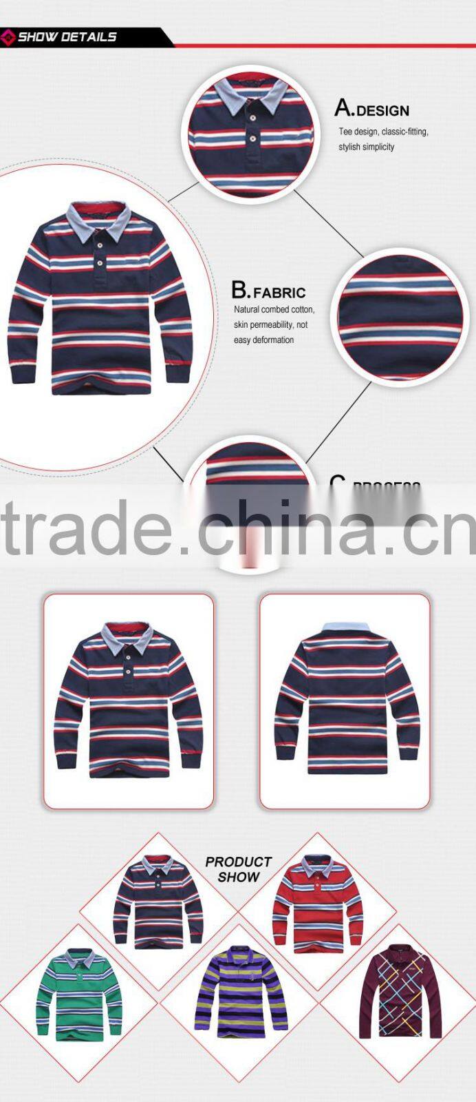 2016 color combination striped men stock polo shirt