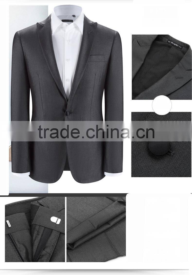 Wholesale Men Classic Arrow Lapel Fashion 1-Button Gray Trim Suits For Sale