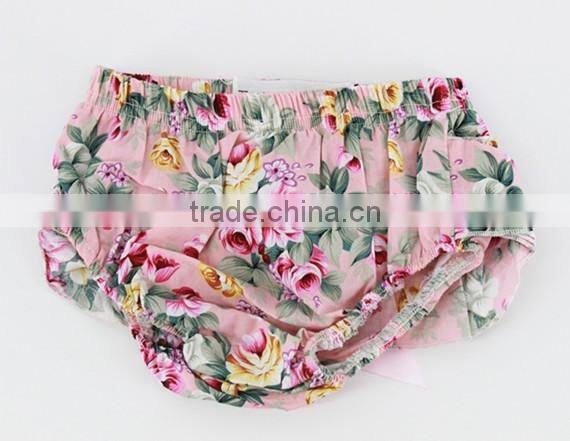 Wholesale ruffle diaper covers baby cotton bloomers pink ruffle print floral bloomers