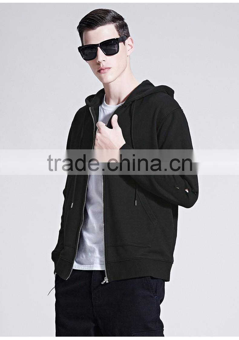 2017 mens streetwear side double zipper hip hop black hoodies