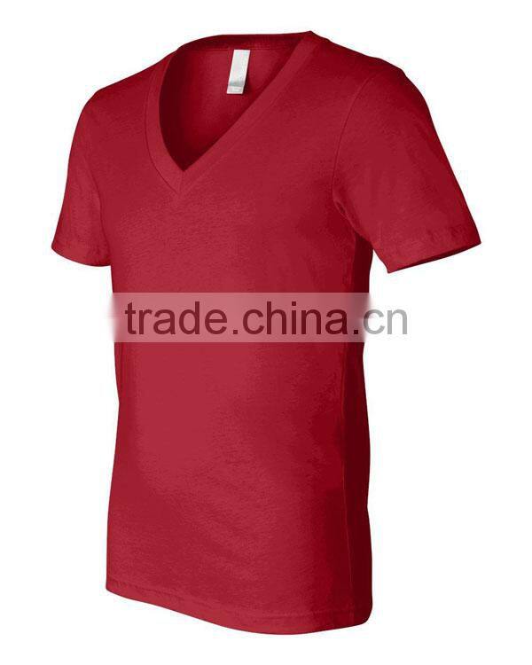 Fashion cheap plain cotton deep v neck t shirts for men