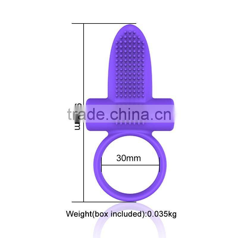 Couple Sex Toys Tongue Shape Vibrating Penis Ring with Clitoral Stimulator
