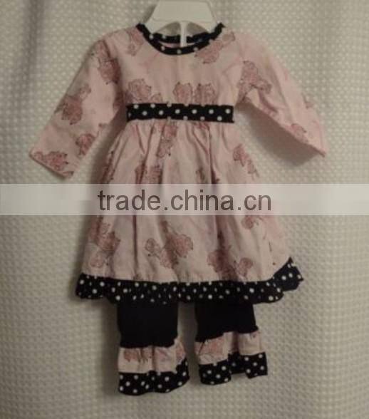 Latest design cotton pants for baby children girls tripple ruffle pants ballon knit pants in any colors