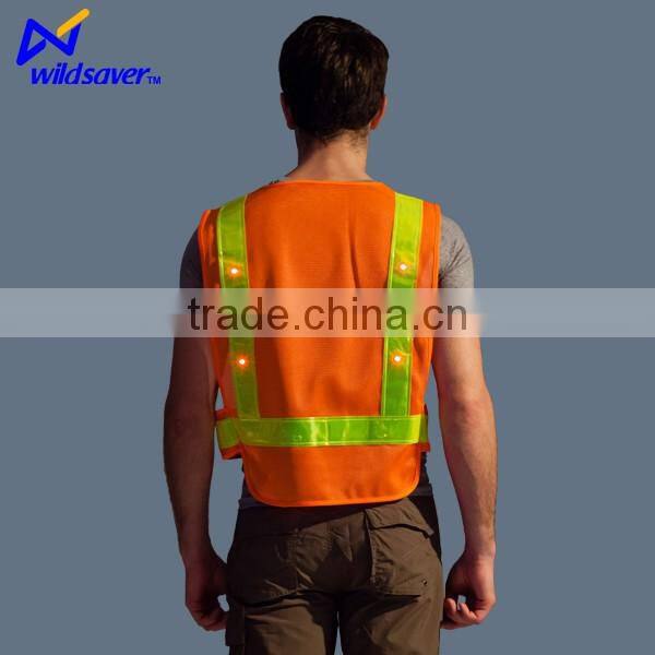 Traffic police reflective mesh safety vest with LED lights high visibility safety vest