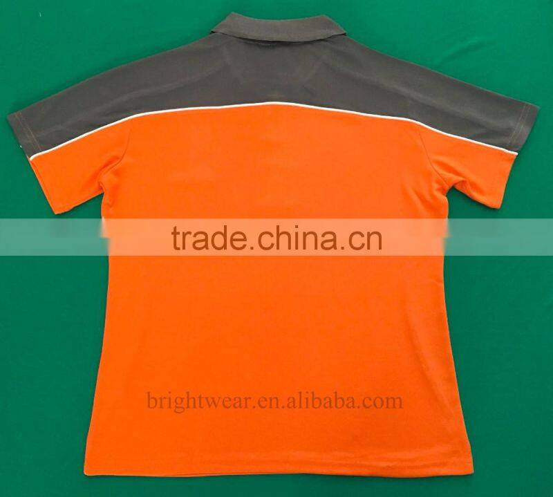 Contrast 100% polyester knit fabric embroidery safety custom short sleeve protective polo shirt