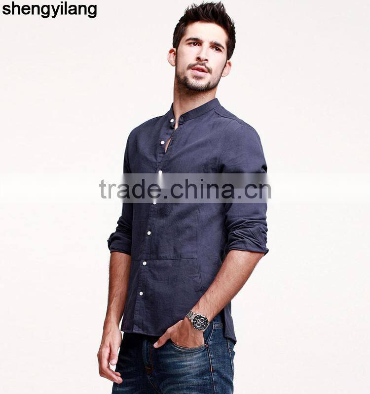 Long sleeve plain shirt 100 linen shirts made in guangzhou