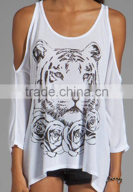 Silk Screen Printing Open Shoulder Tank Top