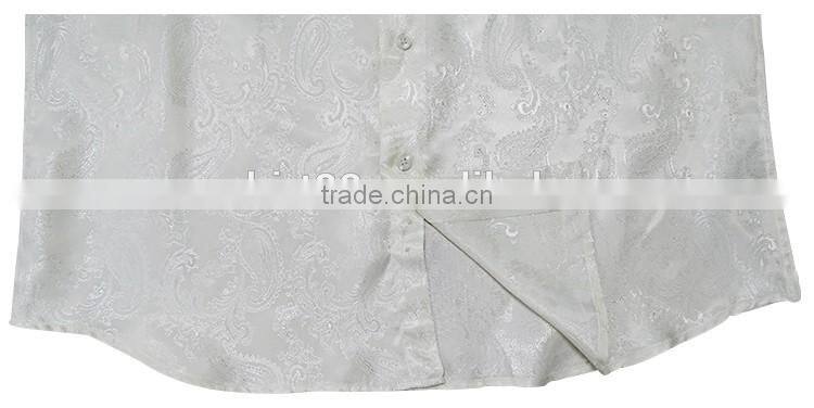 Fashion casual men high collar shirts silk shirts for men