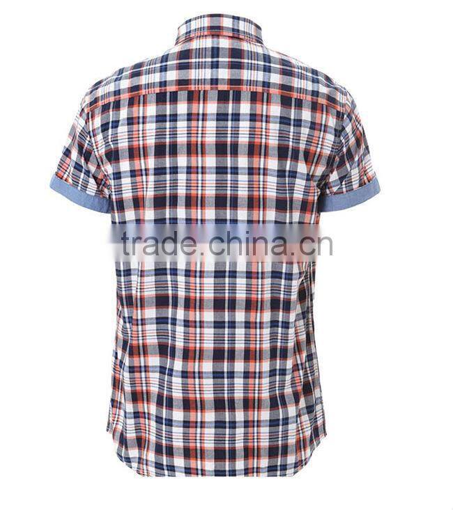 Wholesale branded new design short sleeve men plaid dress &casual shirt