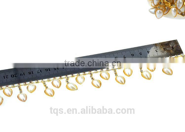 Wholesale Pearl and Rhinestone Chain Trimming Rhinestone Glass Crystal Cup Chain for Cloth