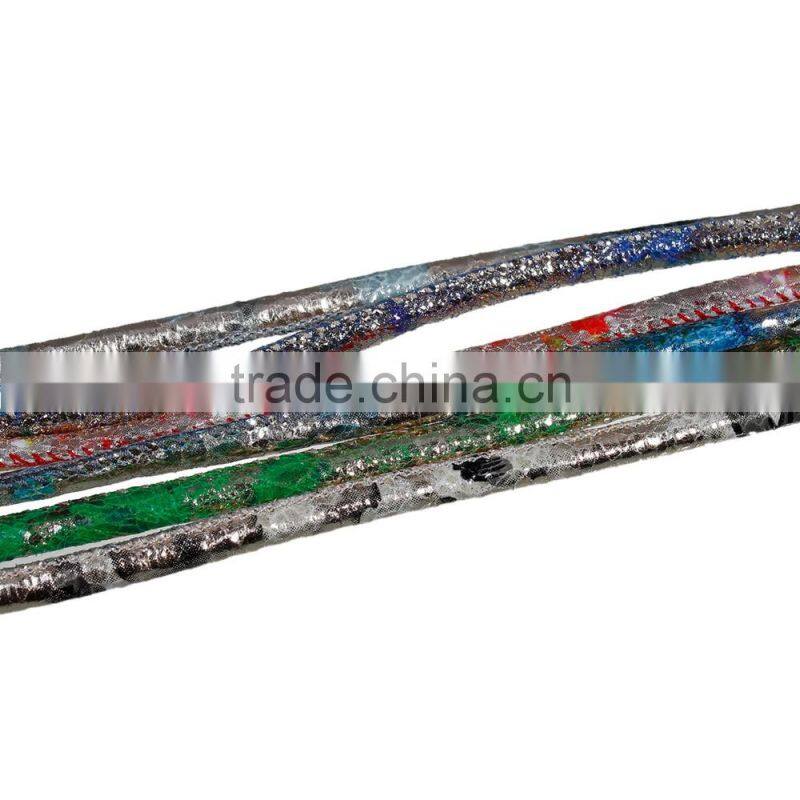 Silver Green Pattern Round PU Leather Cord