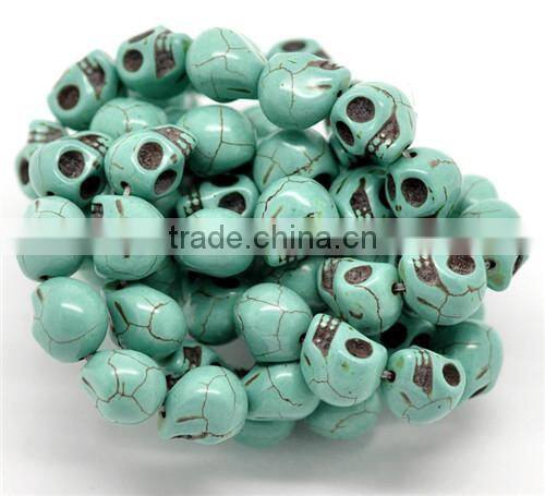 (Grade B) Synthetic Halloween Skull Turquoise Loose Beads 12x10mm