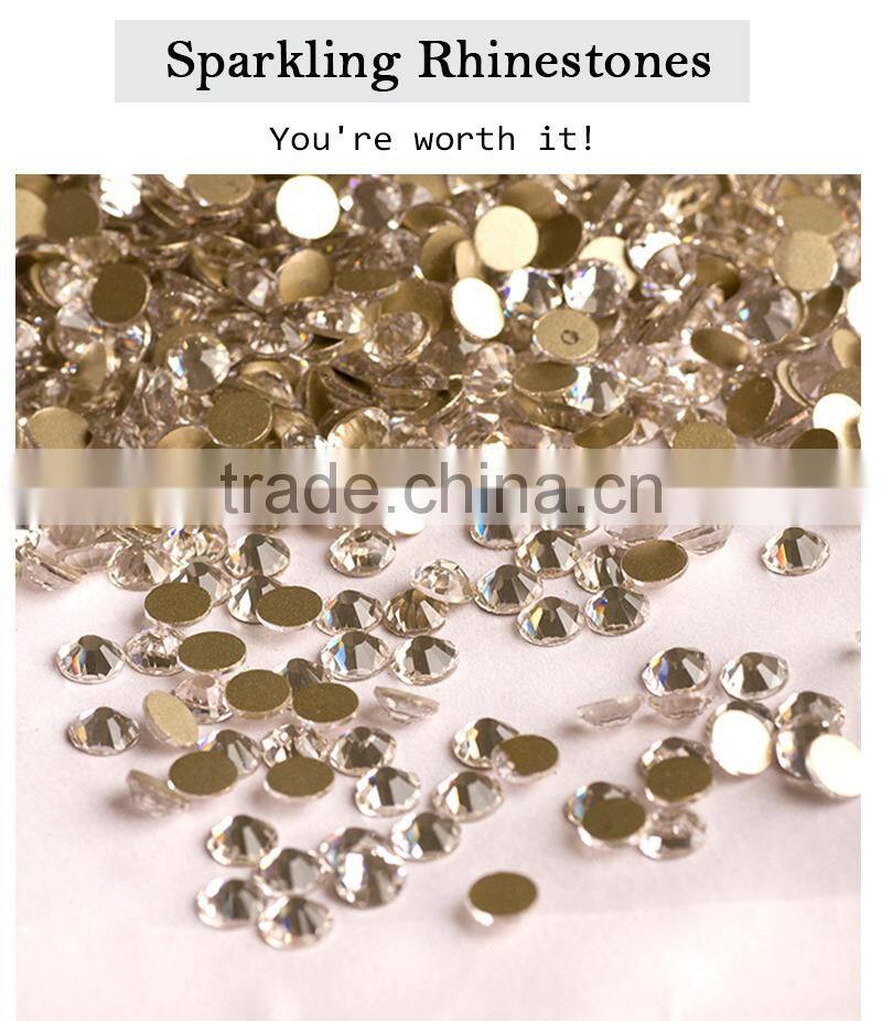 NHF 2058 crystal BLING Chaton flat back glass nail rhinestones