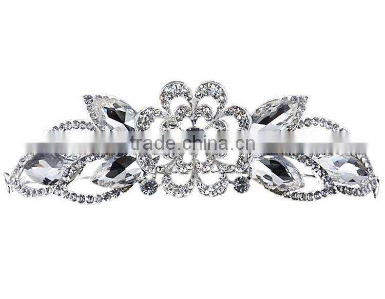 Leafy Flowers Rhinestones Headband Crown Bridal Hair Accessories