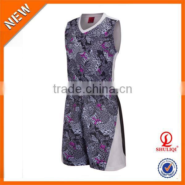 Wholesale sublimated custom camo basketball uniforms, basketball jersey uniform design color blue H-836