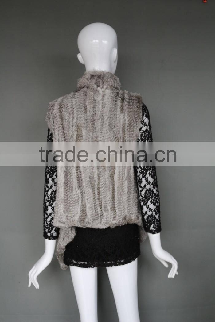 Fashion Ladies Knit Fur Vest/ Spring Outwear Coat With Fine Workmanship