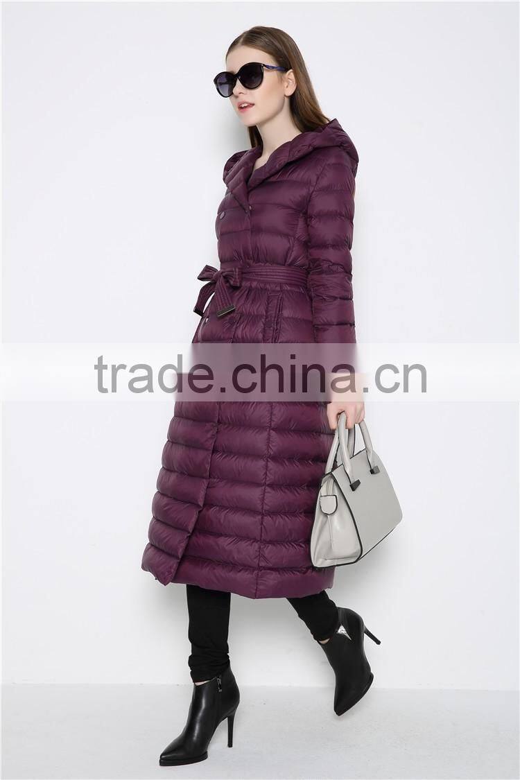 Purple Windproof Lightweight Women Down Coat