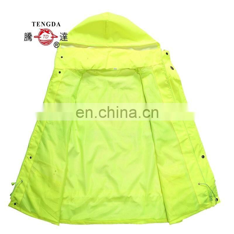 heavy duty reflective safety nylon rain jacket for policeman