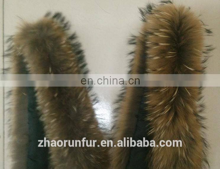 Real raccoon fur collar for garment wholesaler raccoon fur trim/piping