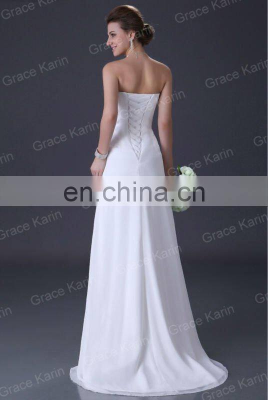 Fashion Ball Gown Long Floor Length Lace Sweetheart White Wedding Dress 2015 CL3184