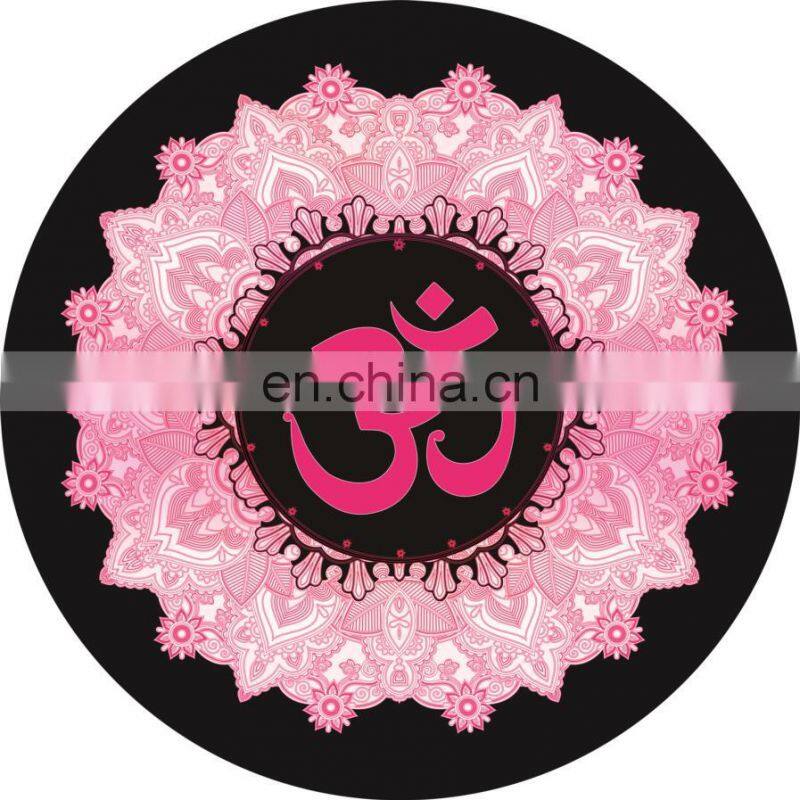 Good quality digital printing round suede natural rubber yoga mat