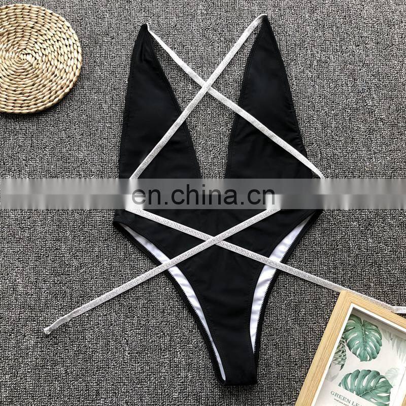 One piece Swimsuit Neon Green Glitter Swimwear Women bandage swimsuit high cut monokini Shiny bathing suit plunge swimsuits