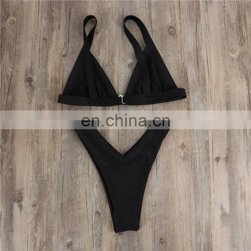 Sub-bikini Deep V Pants Pure Color Women's Bathing Suits Cross-border