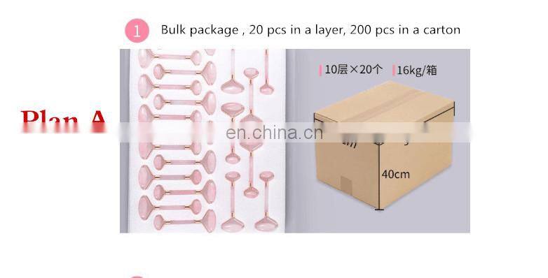 High Quality Facial Anti Aging Natural Rose Quartz Jade Stone Face Massage Roller Set