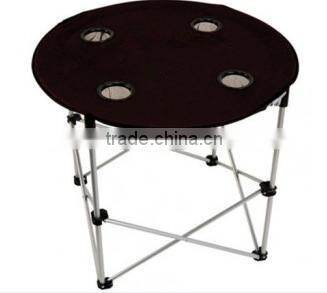 camping folding round table with four cup holder