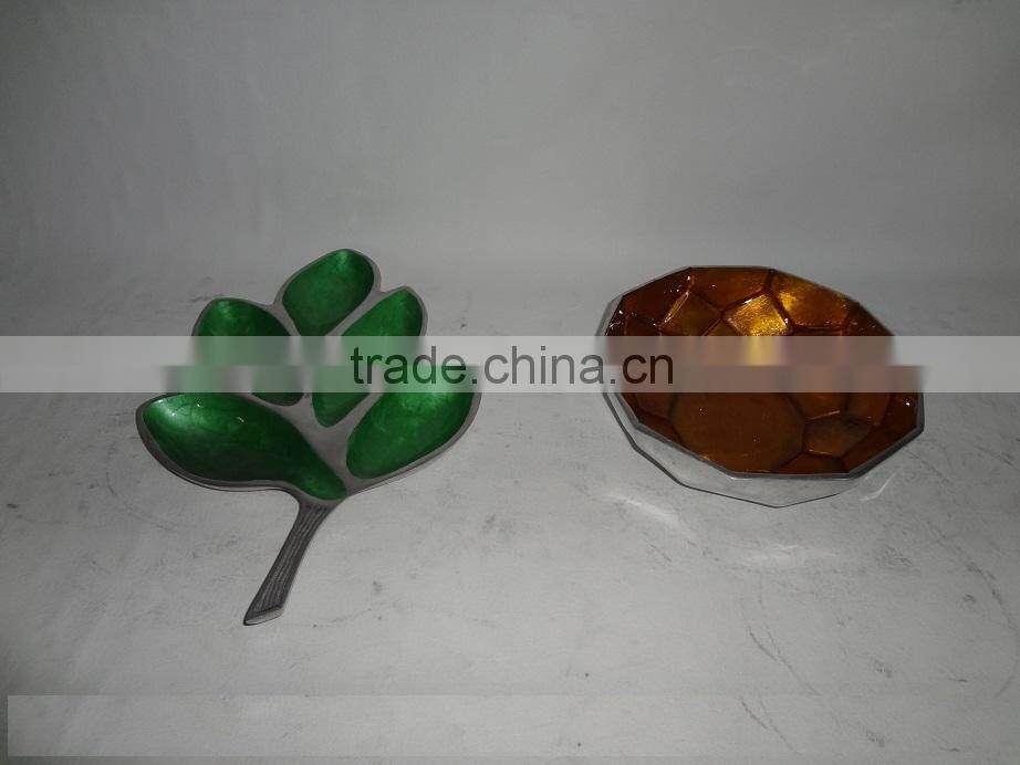 Aluminum Decorative Dry Fruit Bowl, Enamel Nut Serving Aluminum Bowl