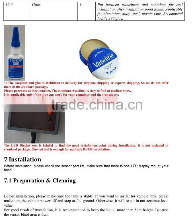 F500 ultrasonic sensor receiver transmitter water level meter liquid level measurement sensors with no drilling hole