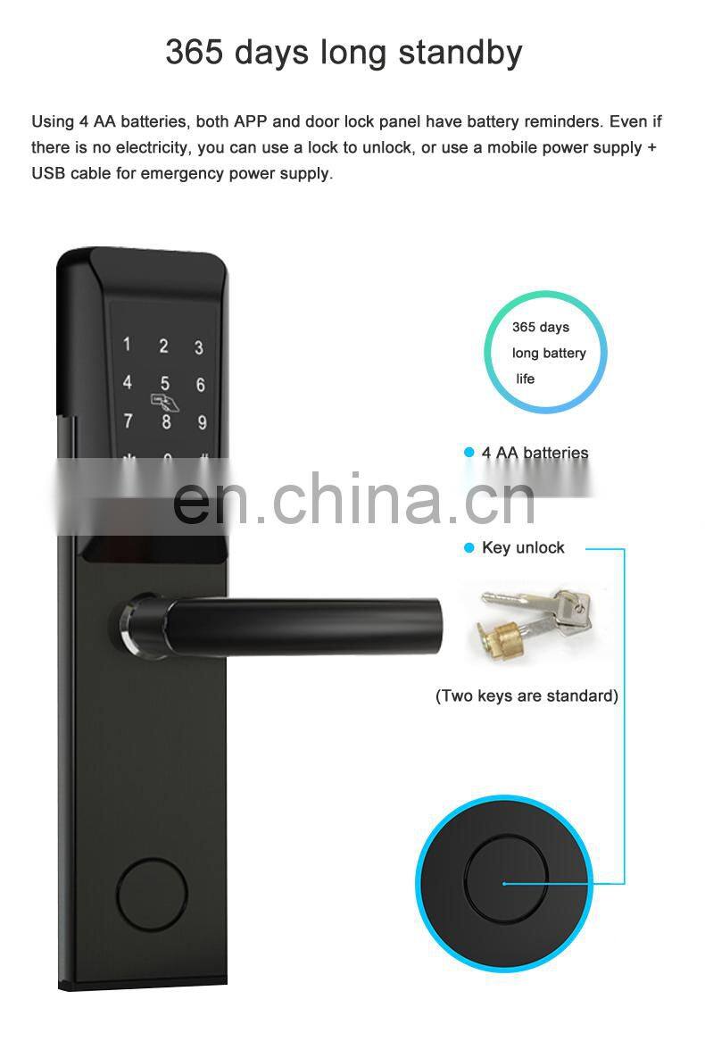 Display Handle Hotel Keyless High Security Smart Door Lock Fingerprint