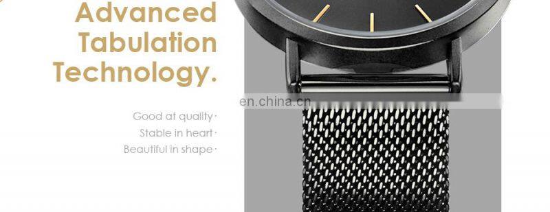 SINOBI Classic Men's Watch Simple Dial Good Quality Stainless Steel Milan Mesh Band Quartz Watches S9780G