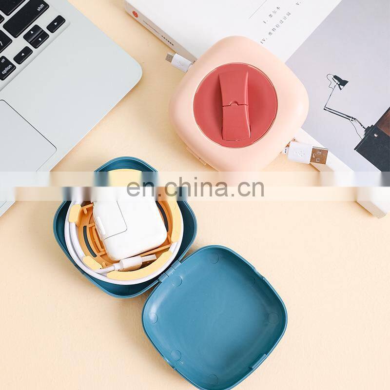 Data Cable Storage Box Multifunctional Rotatable Wire Organizer Travel Portable Round Headphone Protective Storage Case HomeTool
