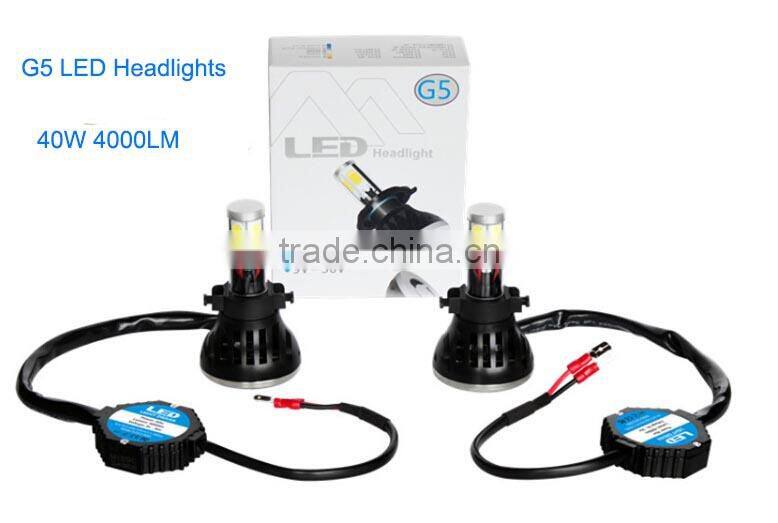 china supplier H7 40W led headlight 4 side COB Led chips auto LED light