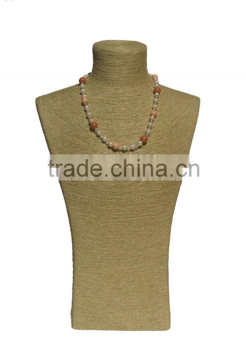 2015 new products natural paper twine necklace jewelry display stand A-22