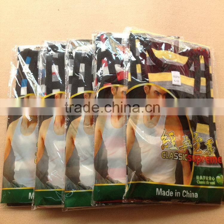 0.7USD Stock Cheappest Rib Cotton Colorful Strip Men Running Singlet/ Men Tops ( kcbx004 )