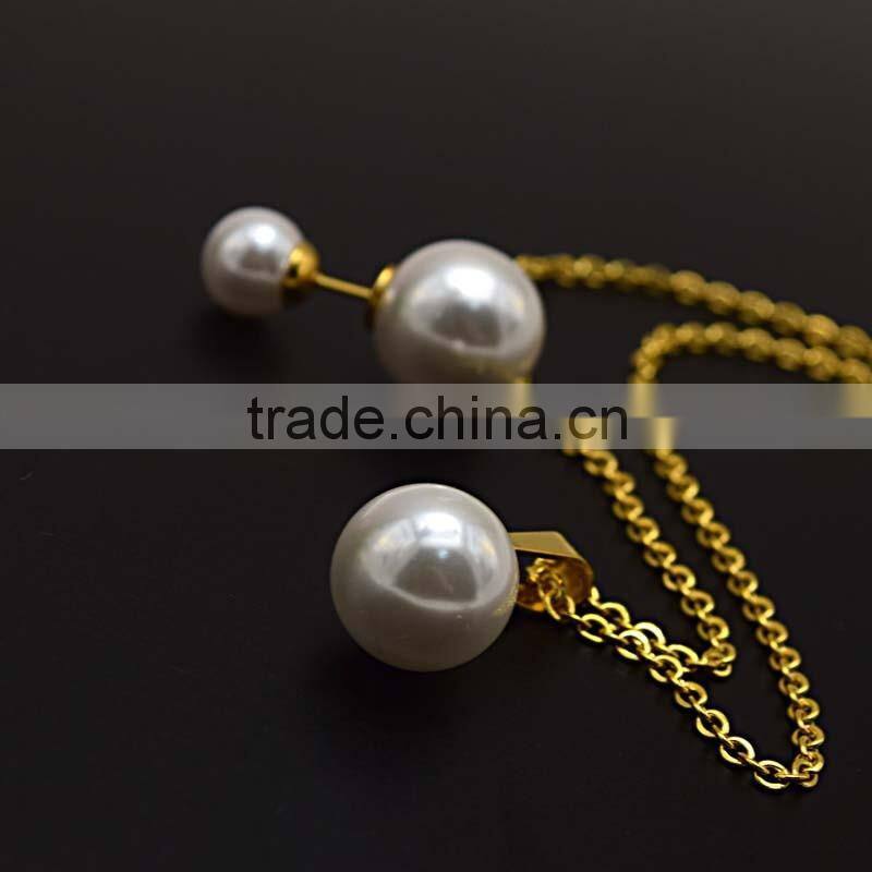 Bridal jewelry set 316l stainless steel lady pearl jewelry set