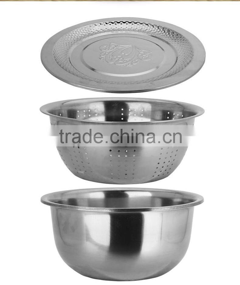 Hot selling stainless steel mixing bowl set / salad bowl set / metal fruit bowl